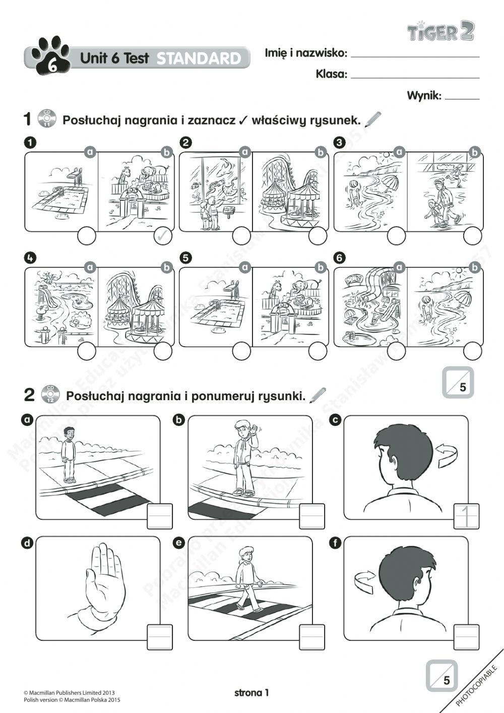 Tiger 2 Unit 6 Standard Test