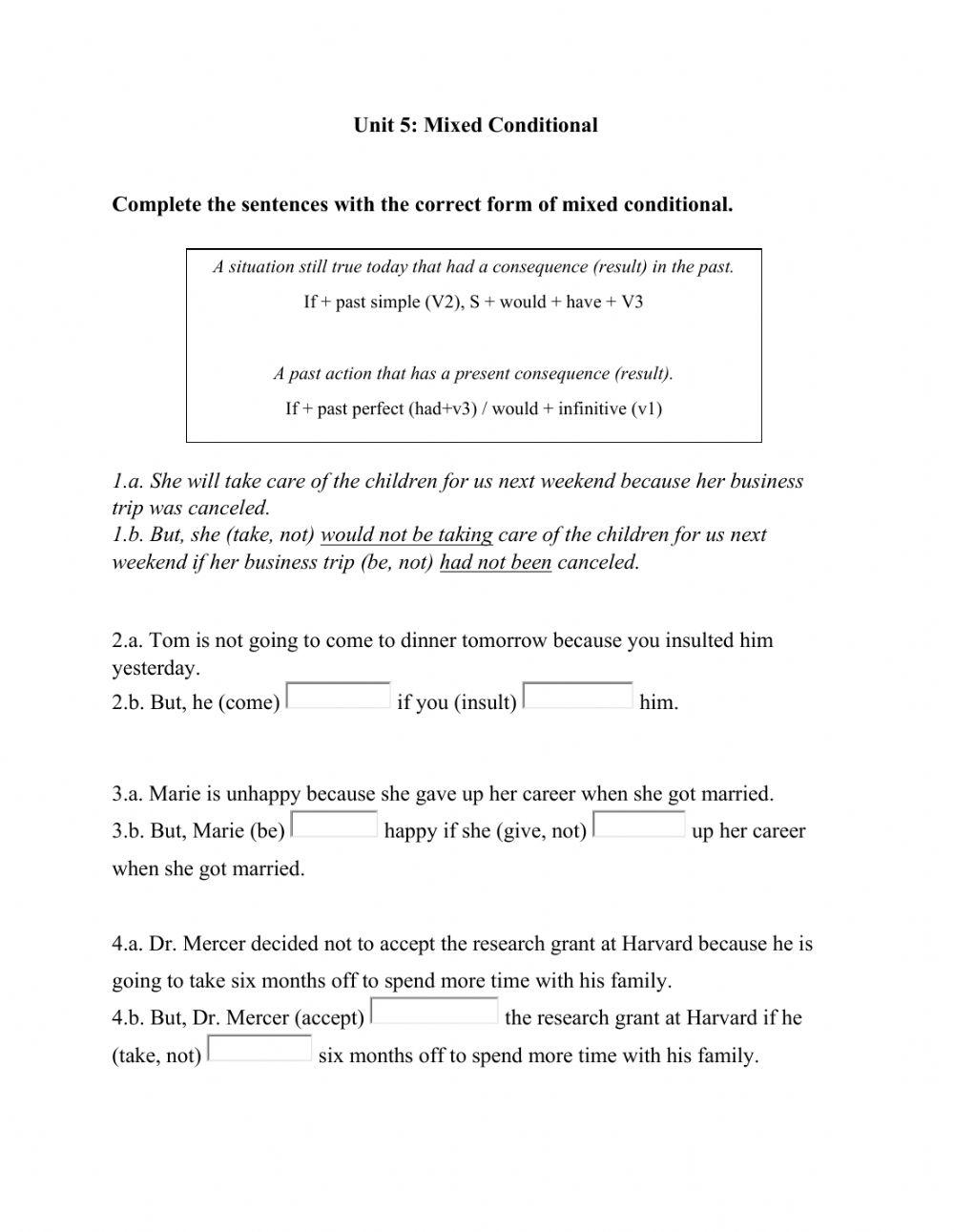 Mixed Conditional worksheet | Live Worksheets