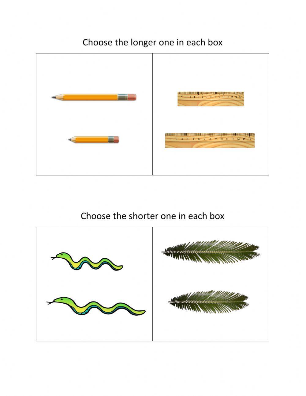 Comparing Lengths Comparing Lengths