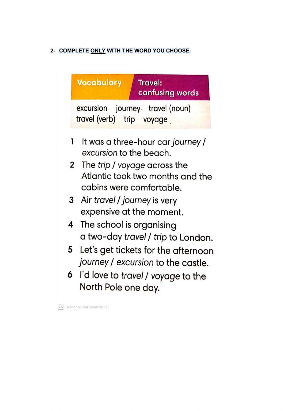 Travelling: confusing words