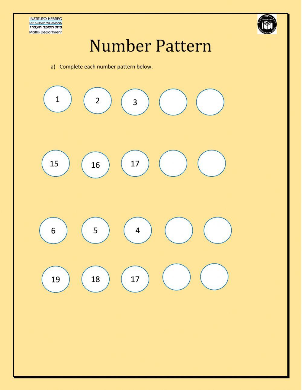 Number patterns 1st grade online exercise for | Live Worksheets