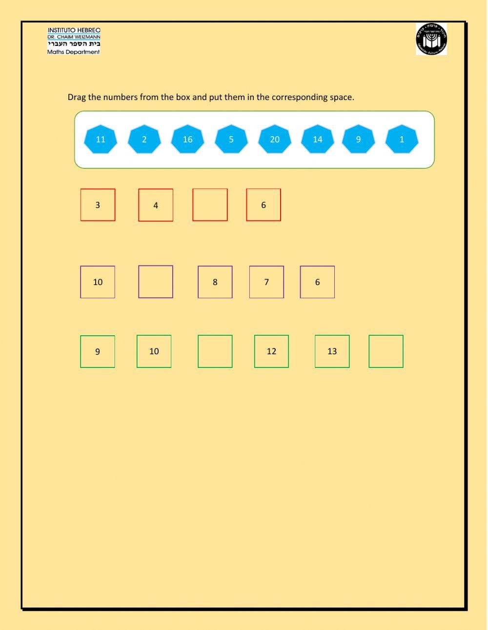 Number patterns 1st grade online exercise for | Live Worksheets
