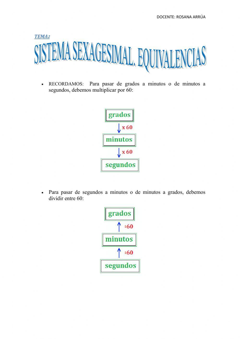 Equivalencias- sistema sexagesimal