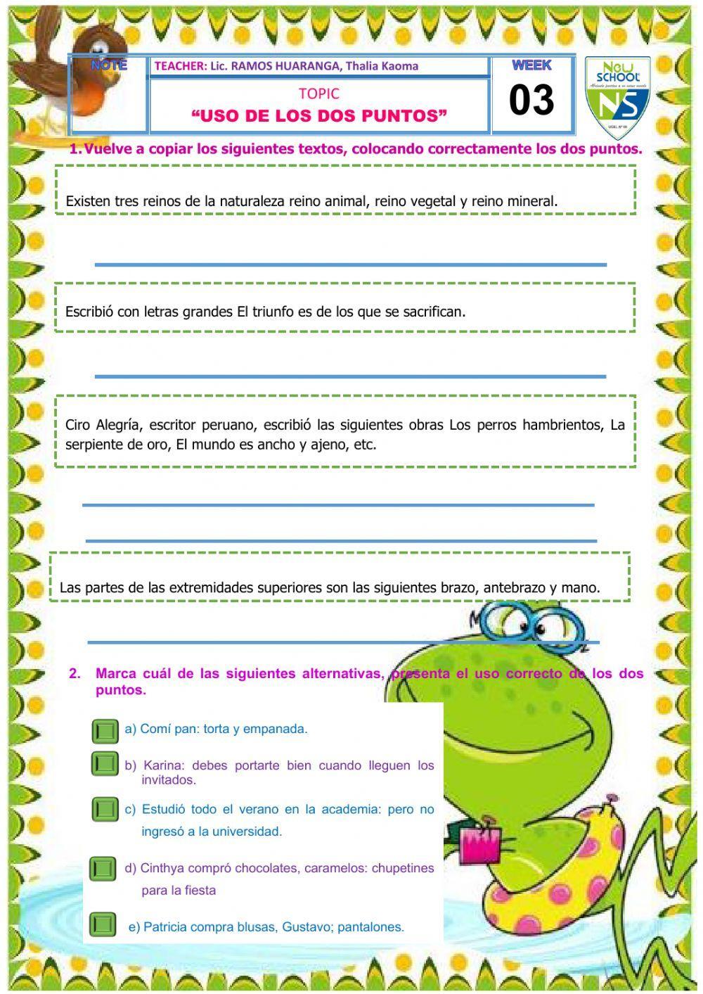 Uso de los dos puntos