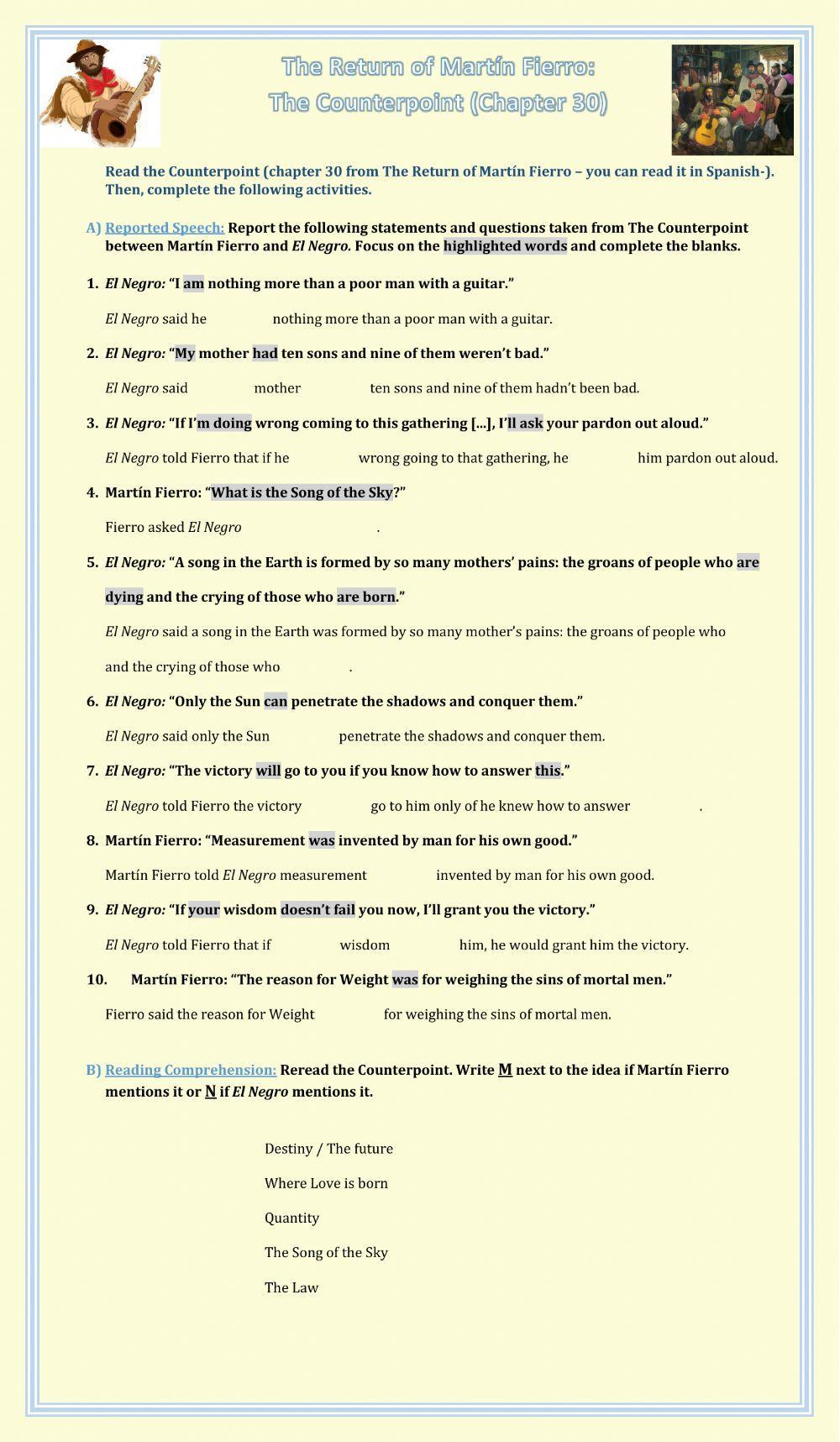 5th Year - Martín Fierro (ENGLISH)