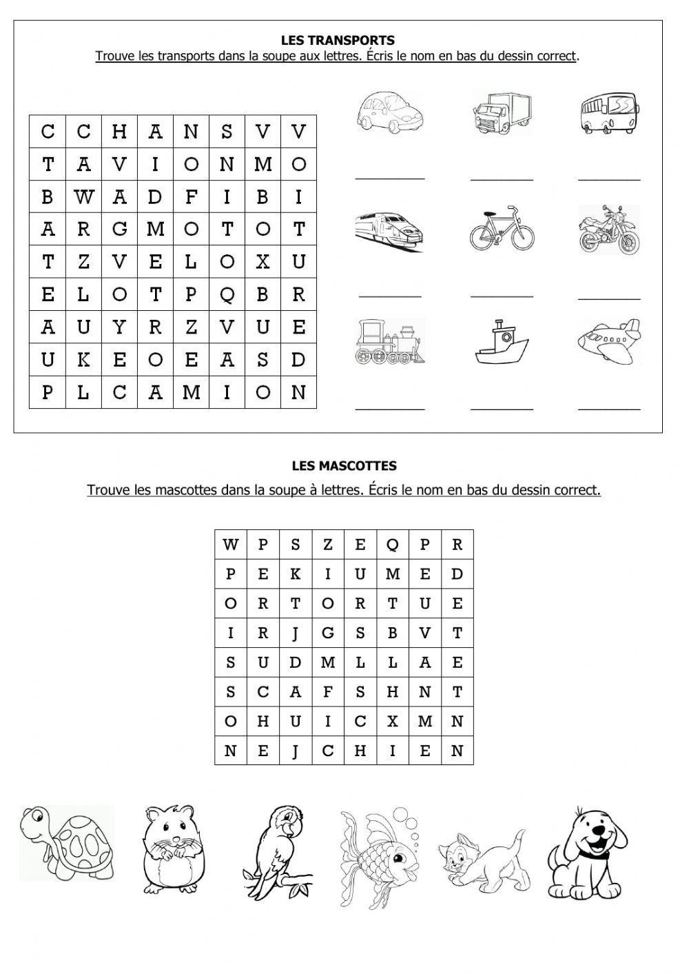 Les transports et les mascottes