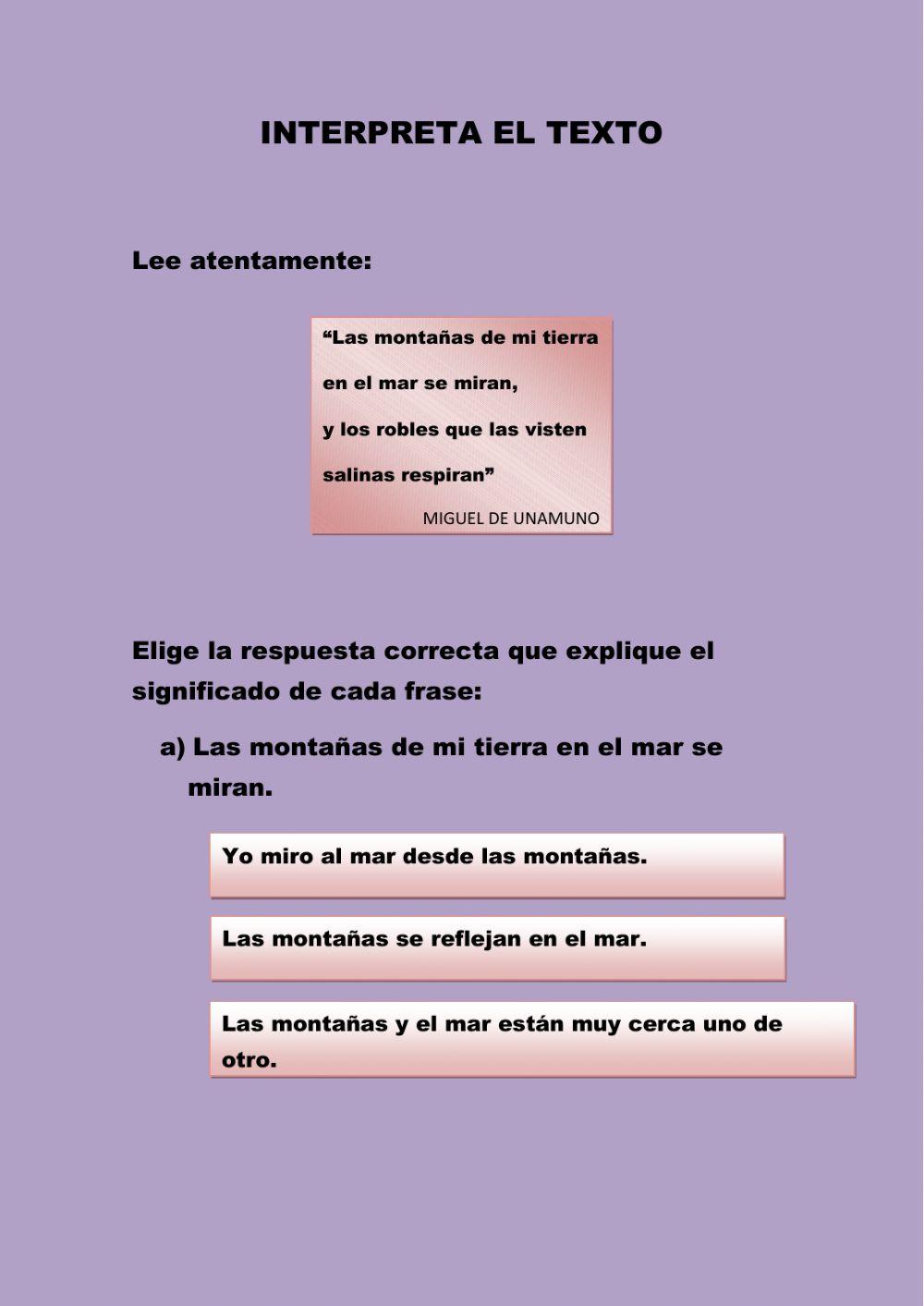 Interpreta el texto