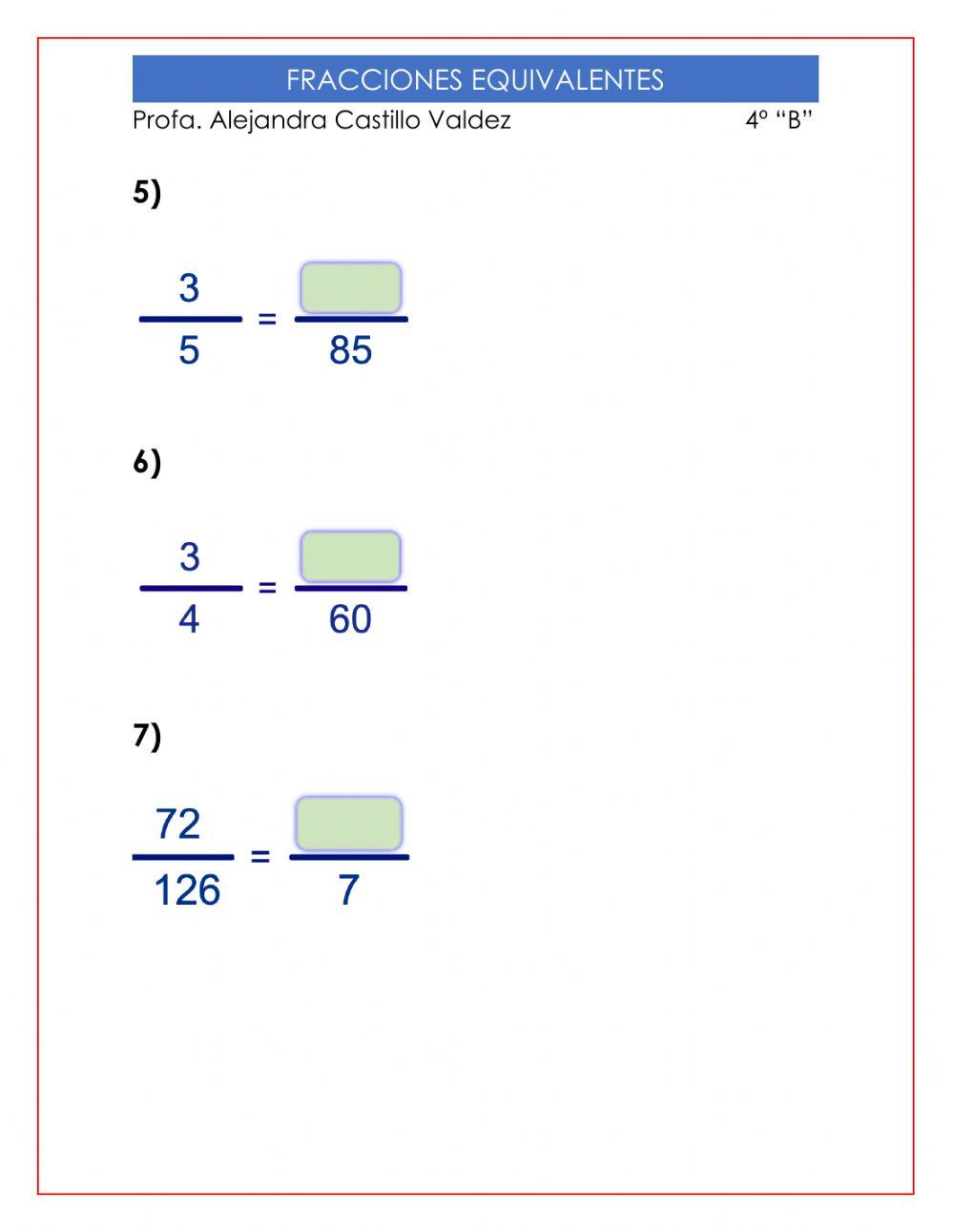 Fracciones equivalentes 3