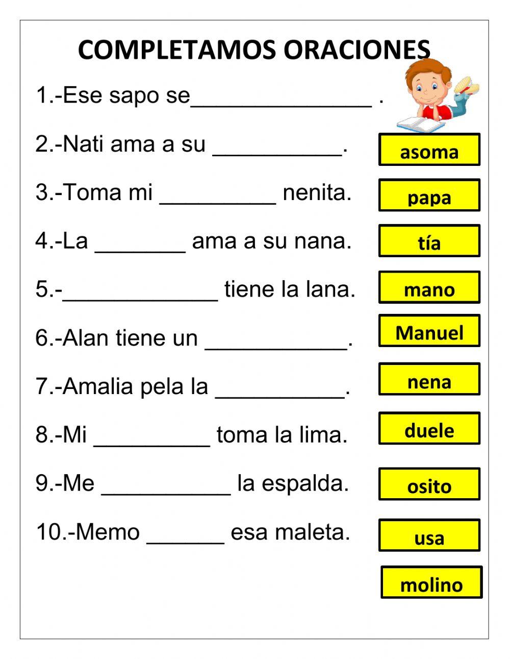 Completamos oraciones