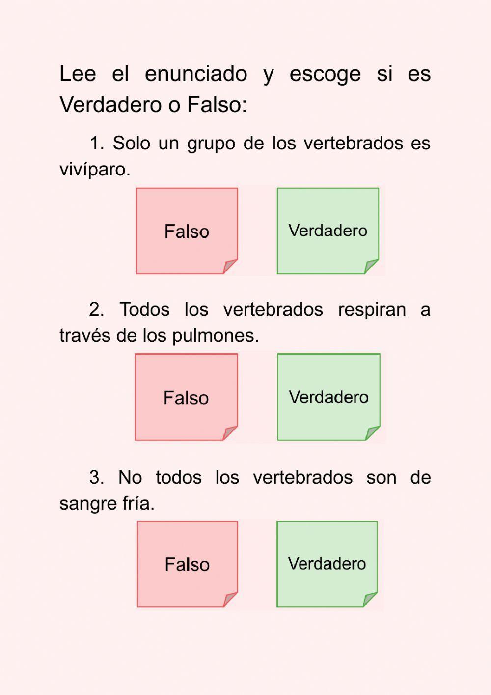 Examen vertebrados e invertebrados