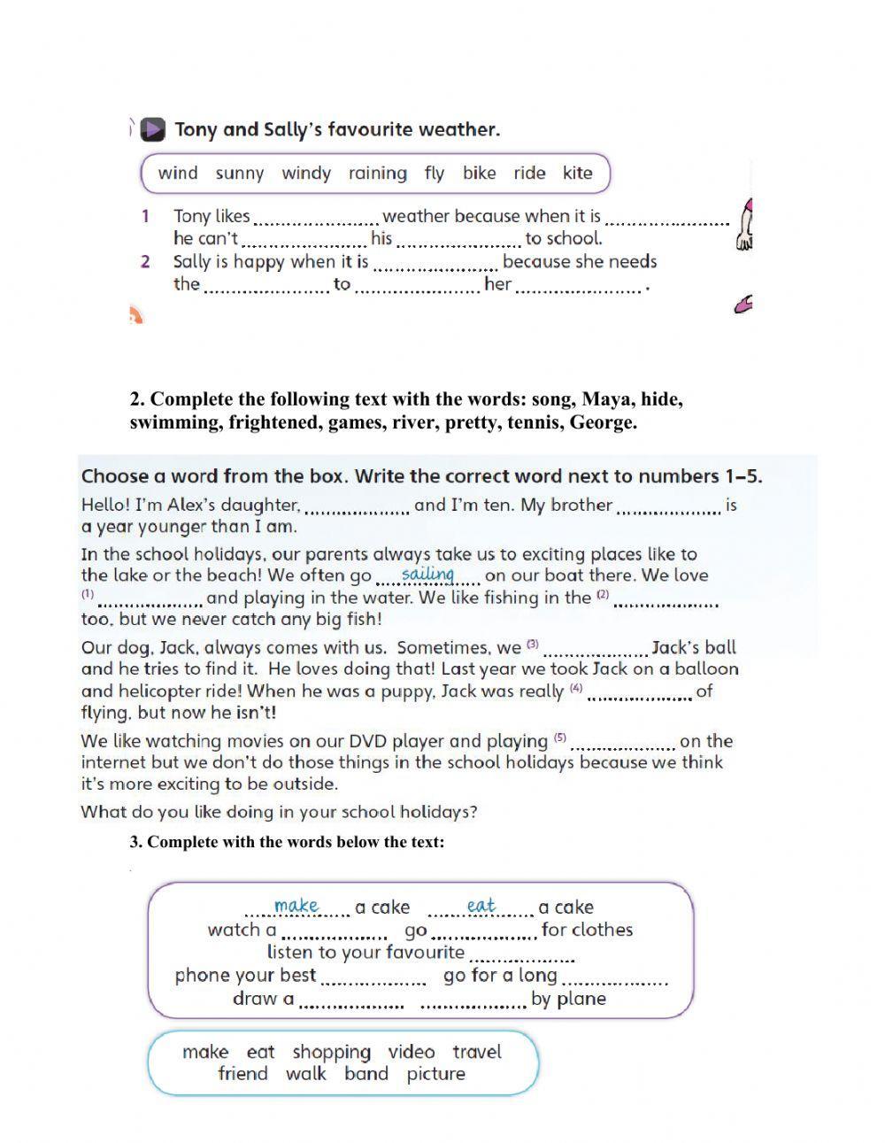 Gap filling with words