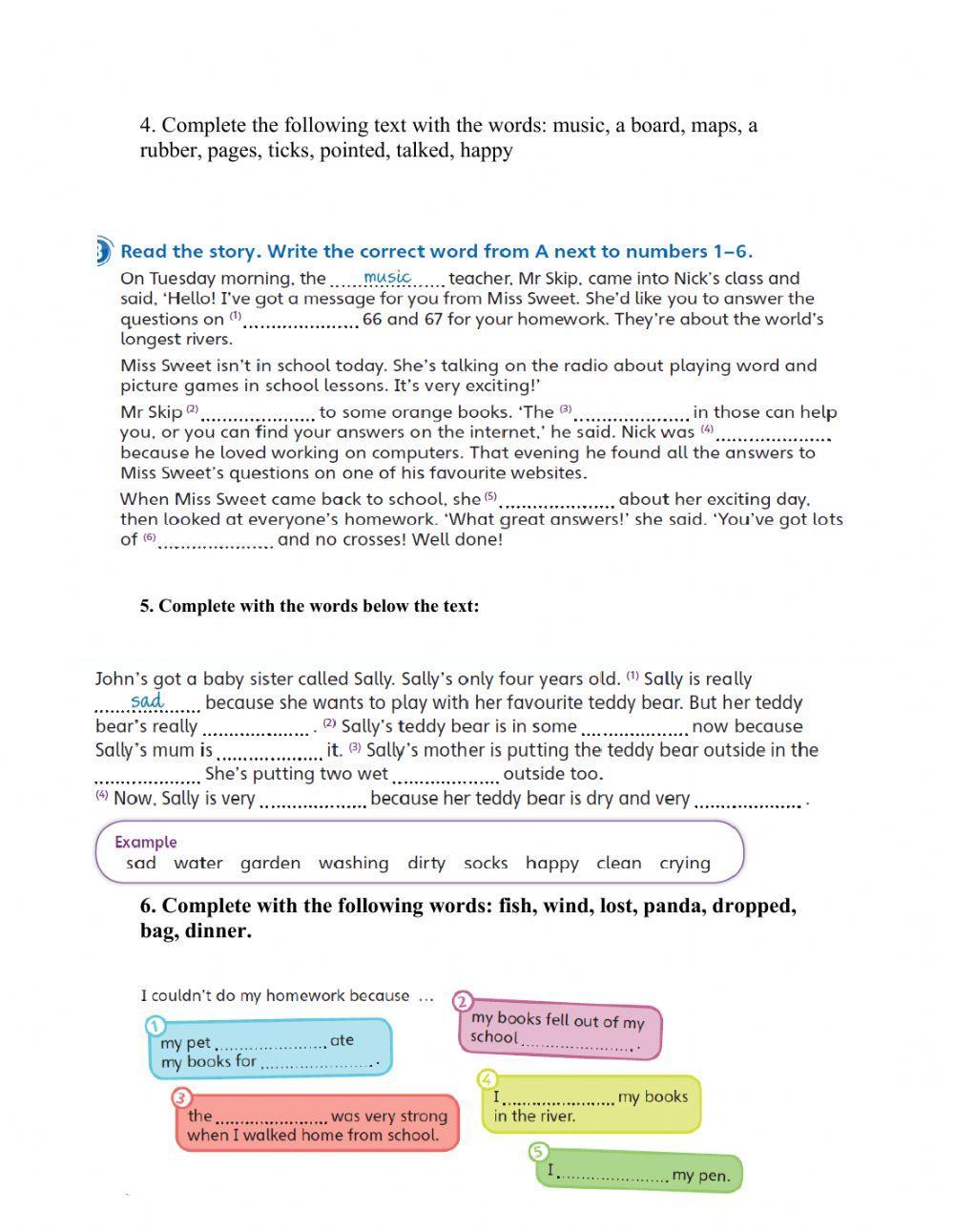 Gap filling with words