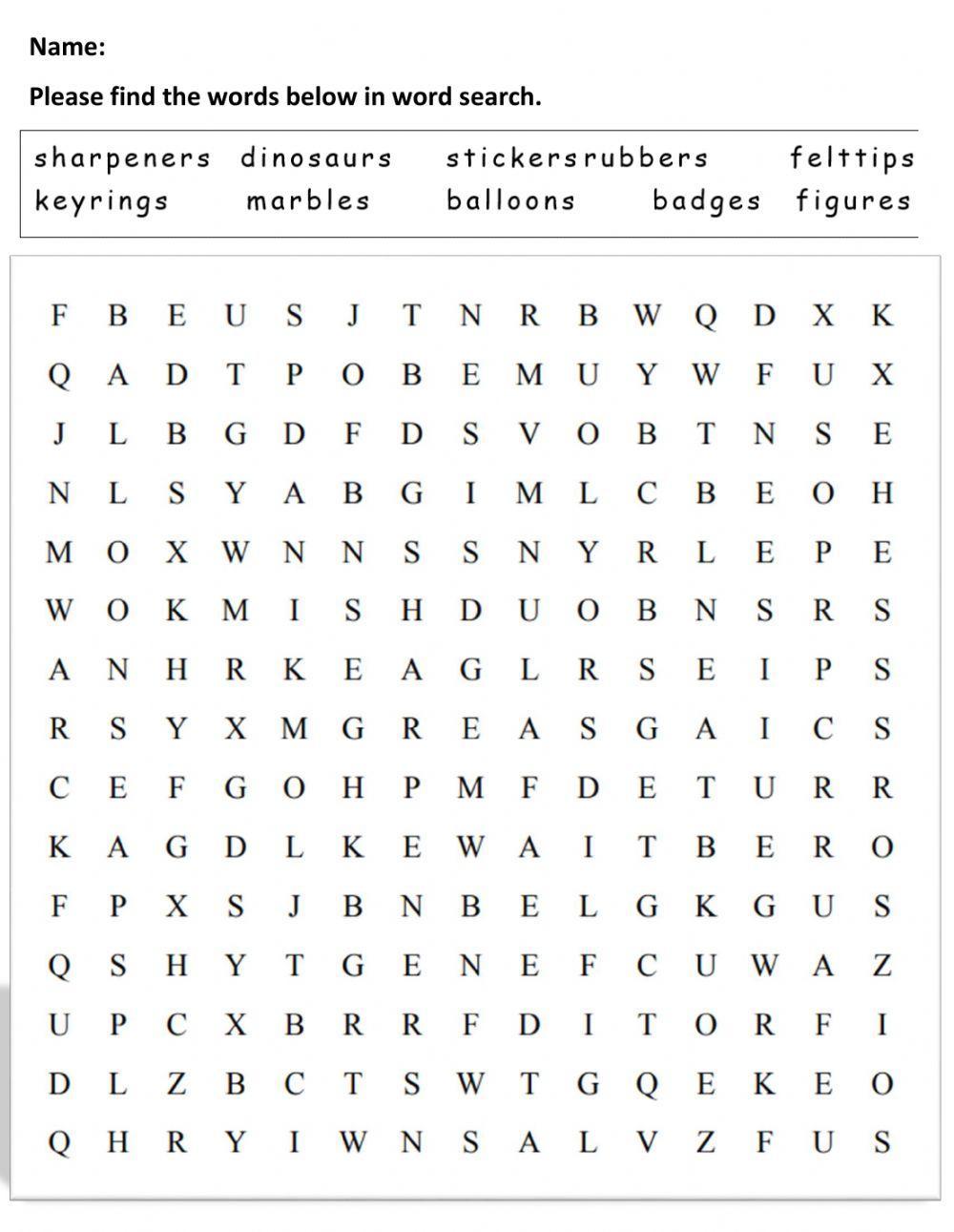IE Word Search For Children Unit 5