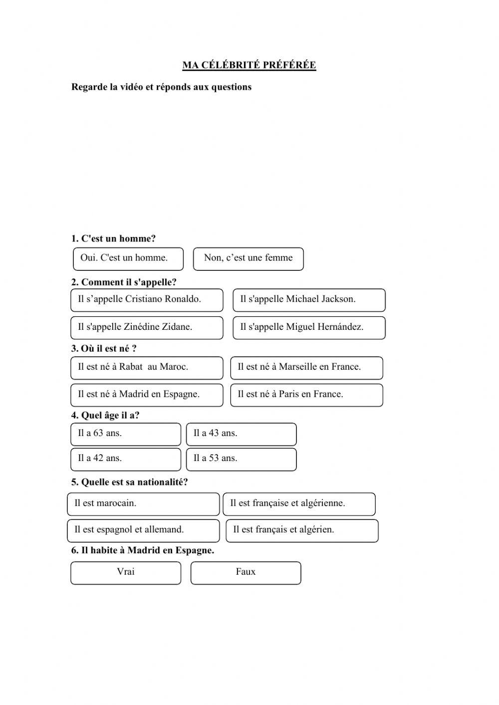 Ma célébrité préférée