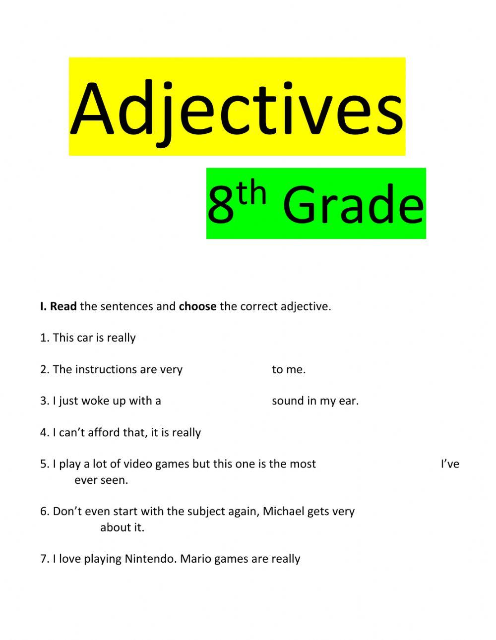 Adjectives 8th grade