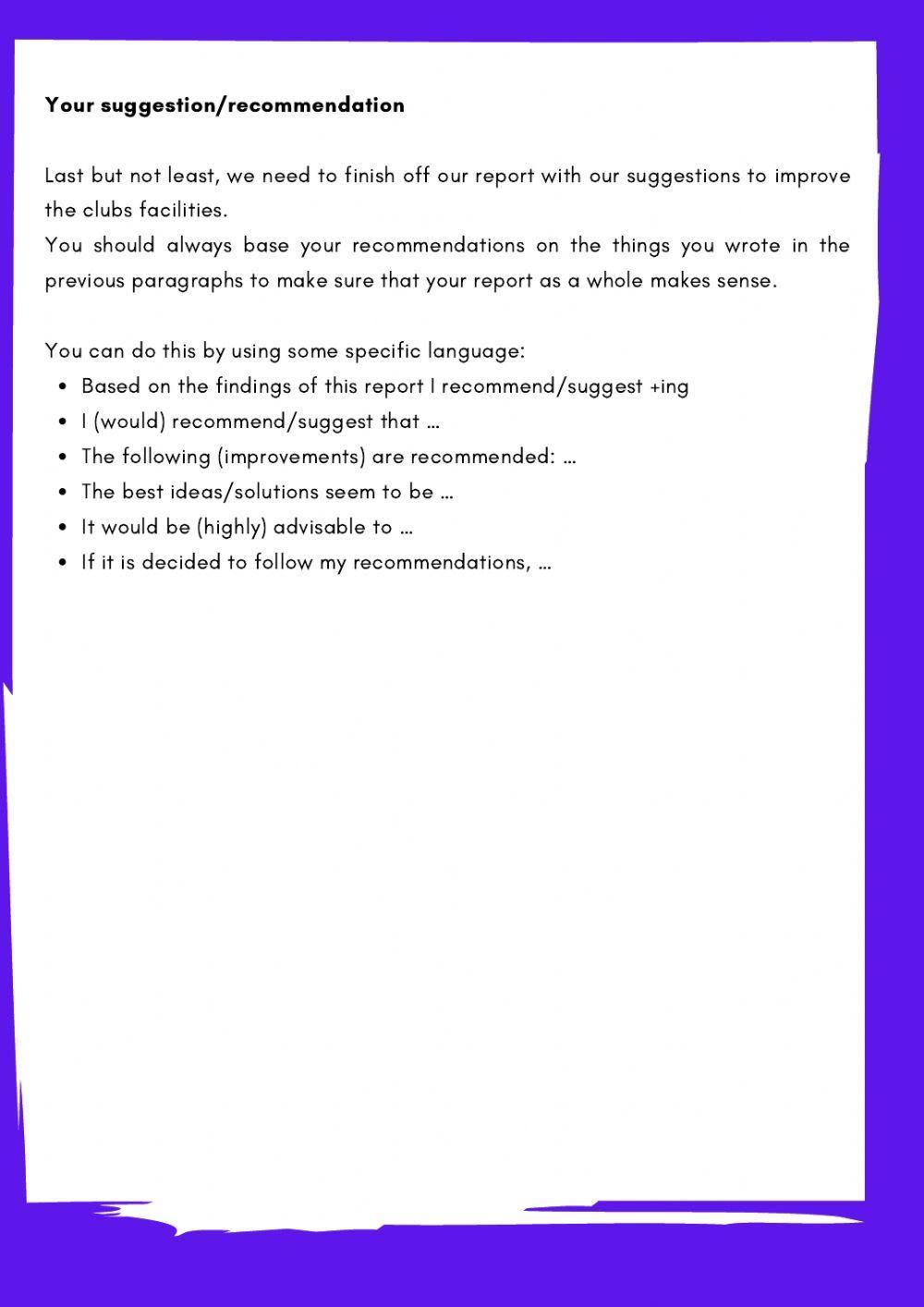 B2 First - Writing part 2 - REPORT