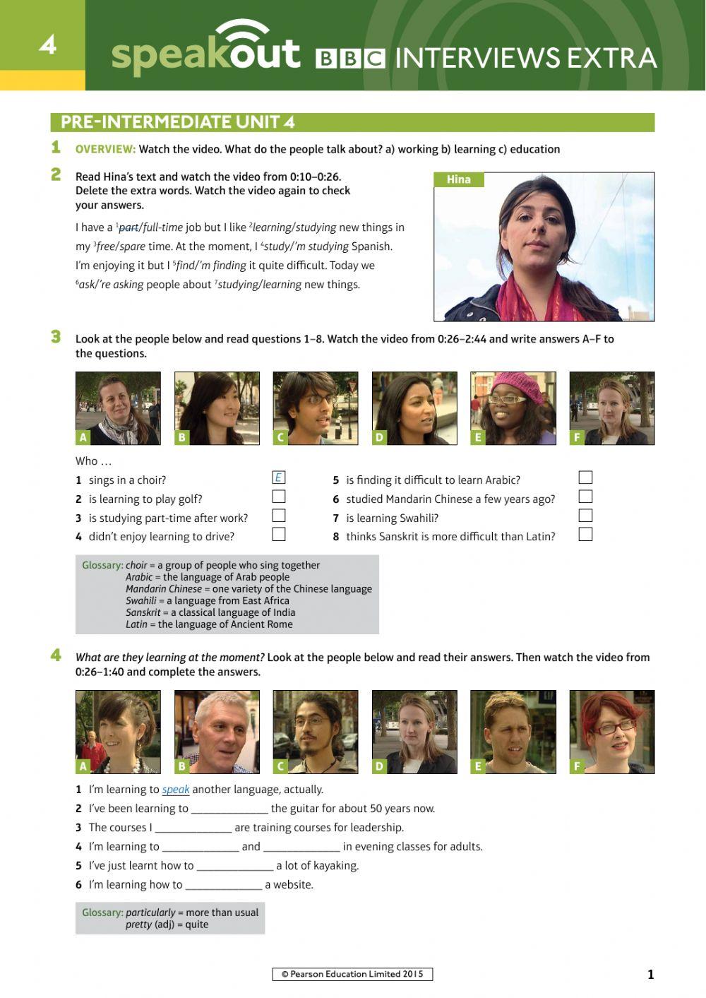 5860949 | Speakout Pre-Intermediate Unit 4 | Julieta Levy