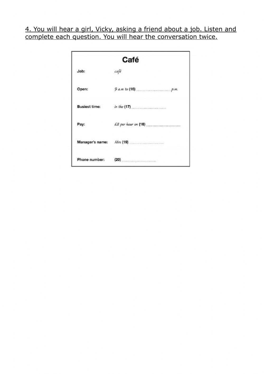 Mid term test Listening Ket