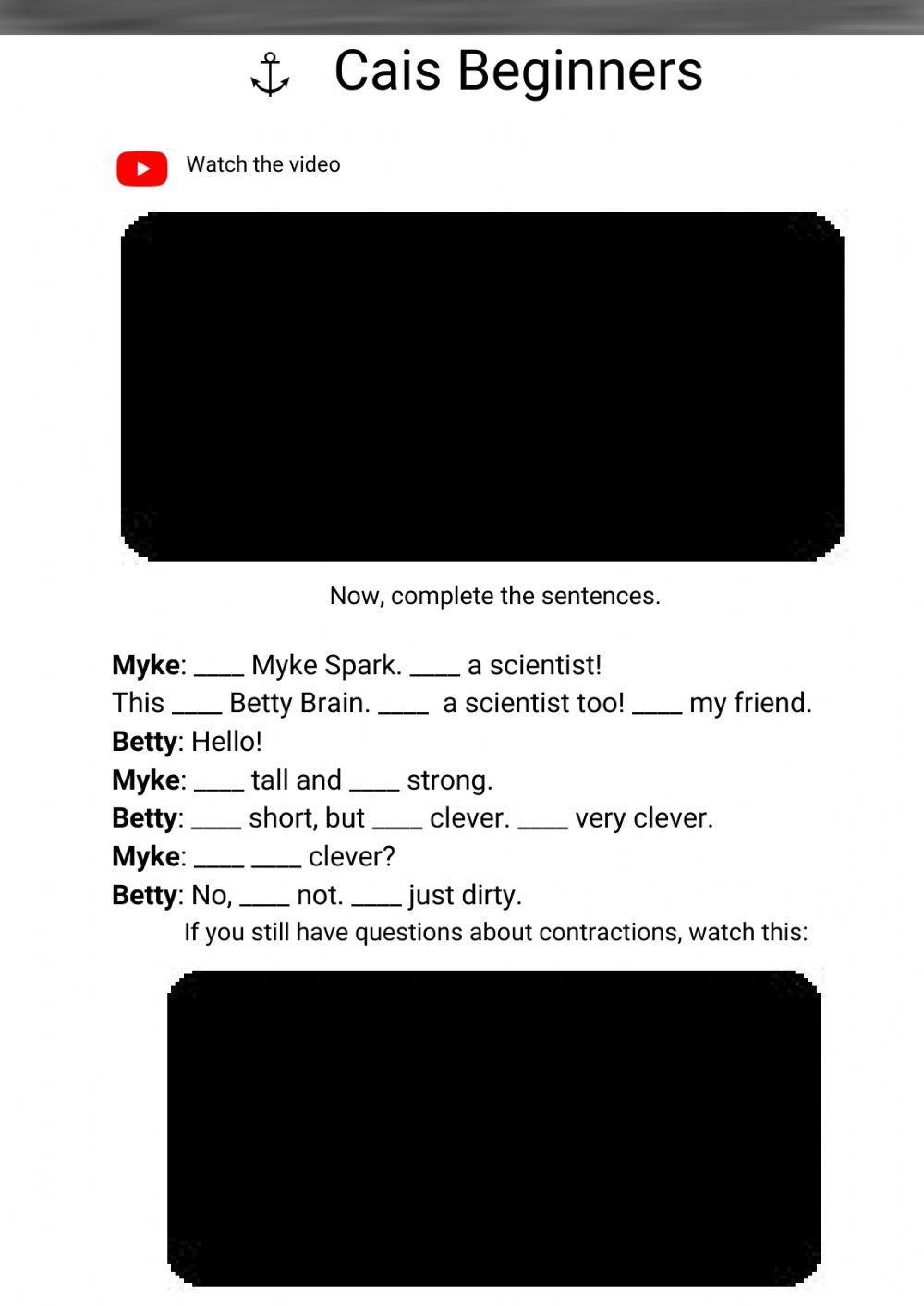 Verb To Be contractions