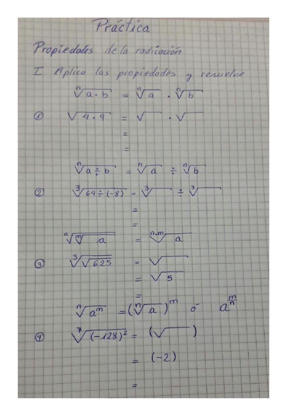 Propiiedades de radicación de enteros