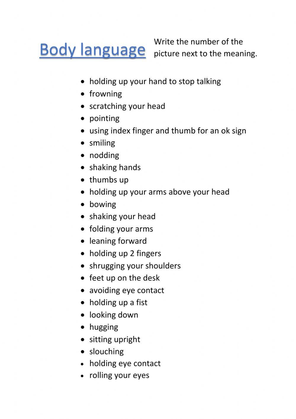 Body language 288114 licampbelles Live Worksheets