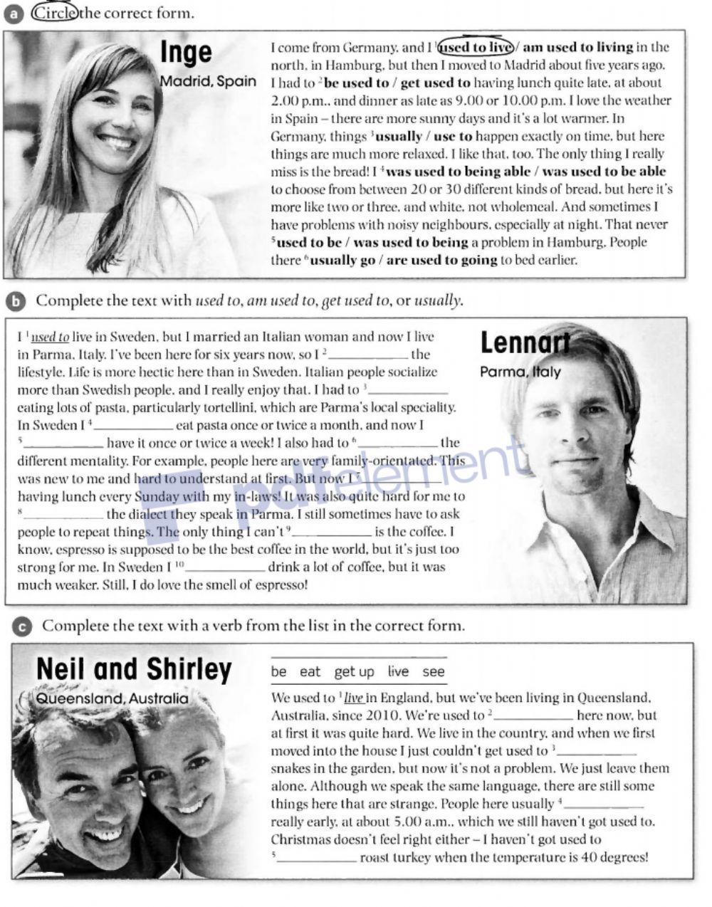 Used to - be used to - get used to