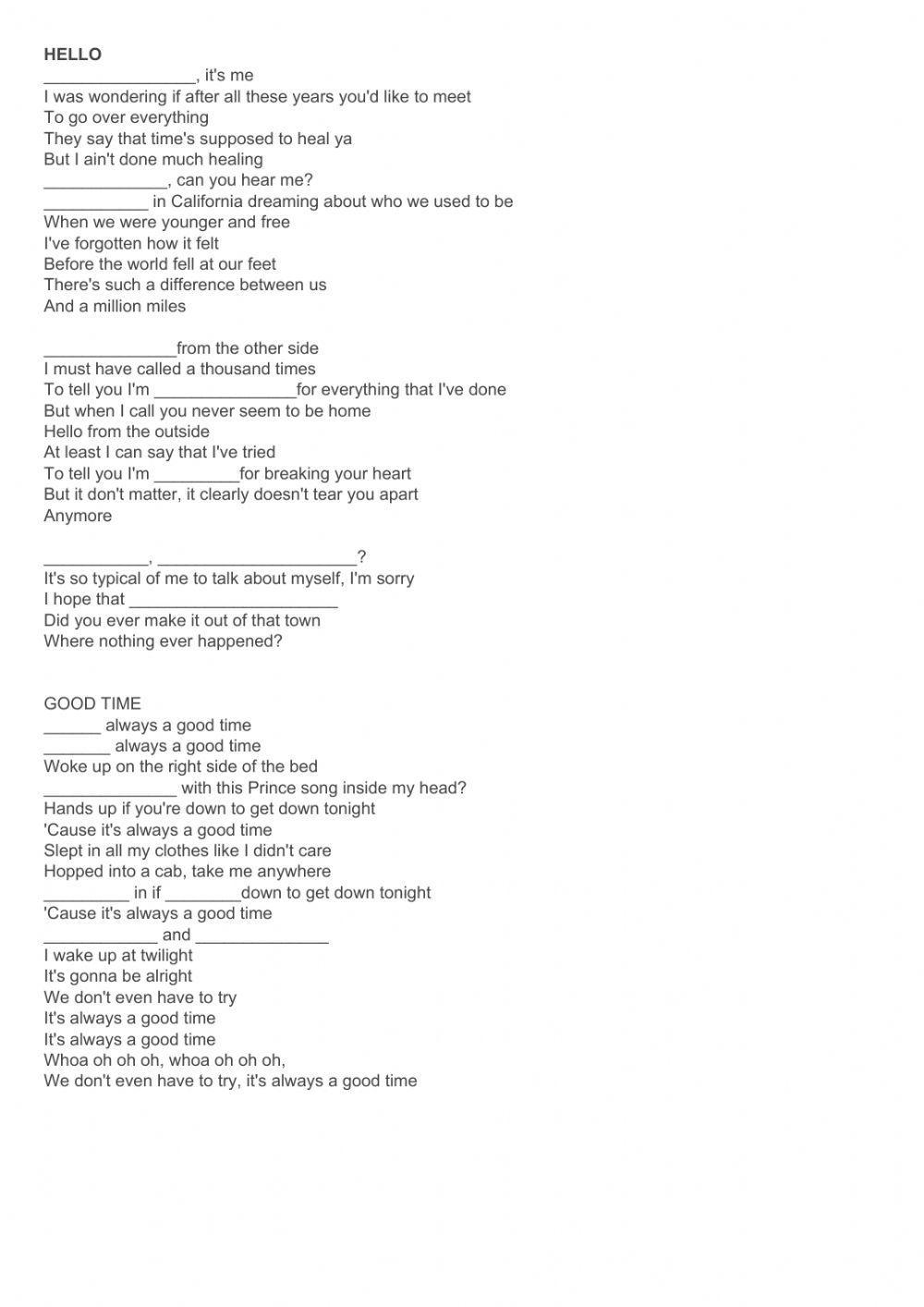 Greetings and to be Songs