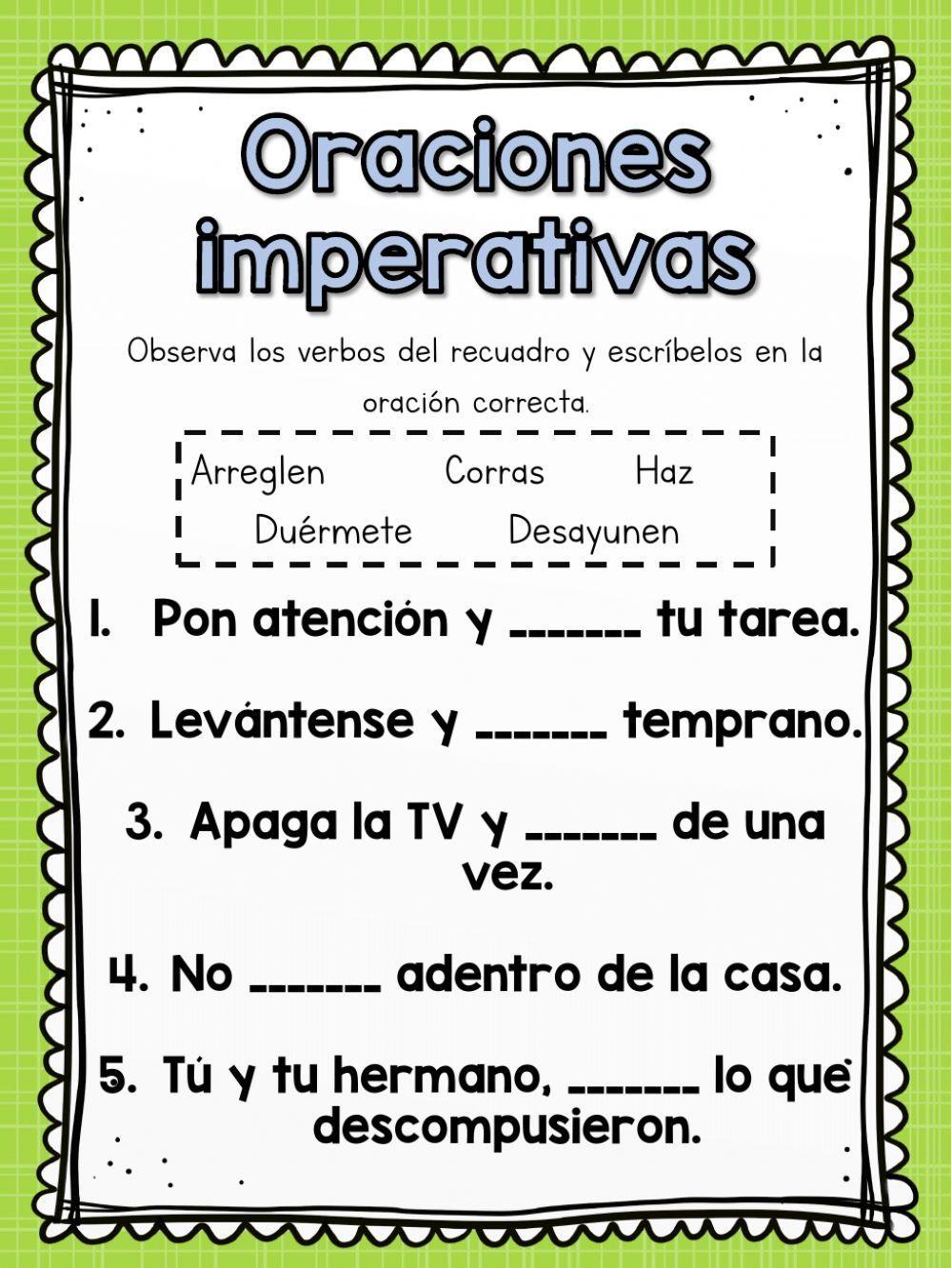 Oraciones imperativas