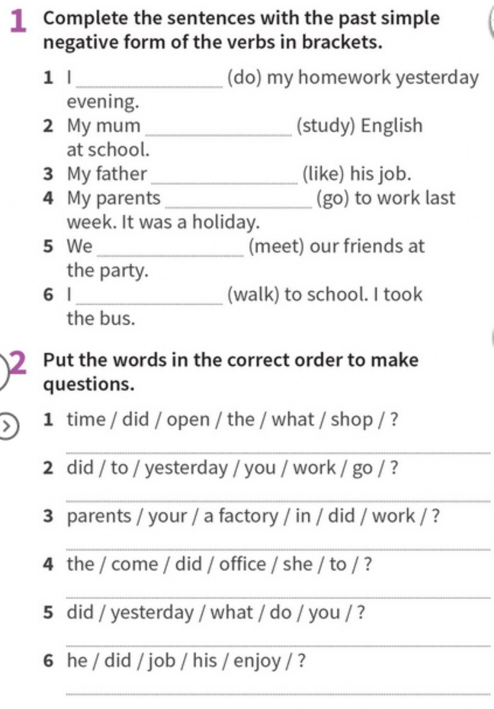 Past simple regular verbs