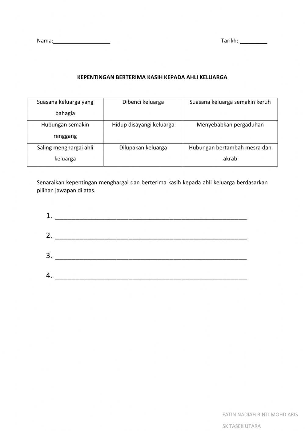 Kepentingan berterima kasih kepada ahli keluarga