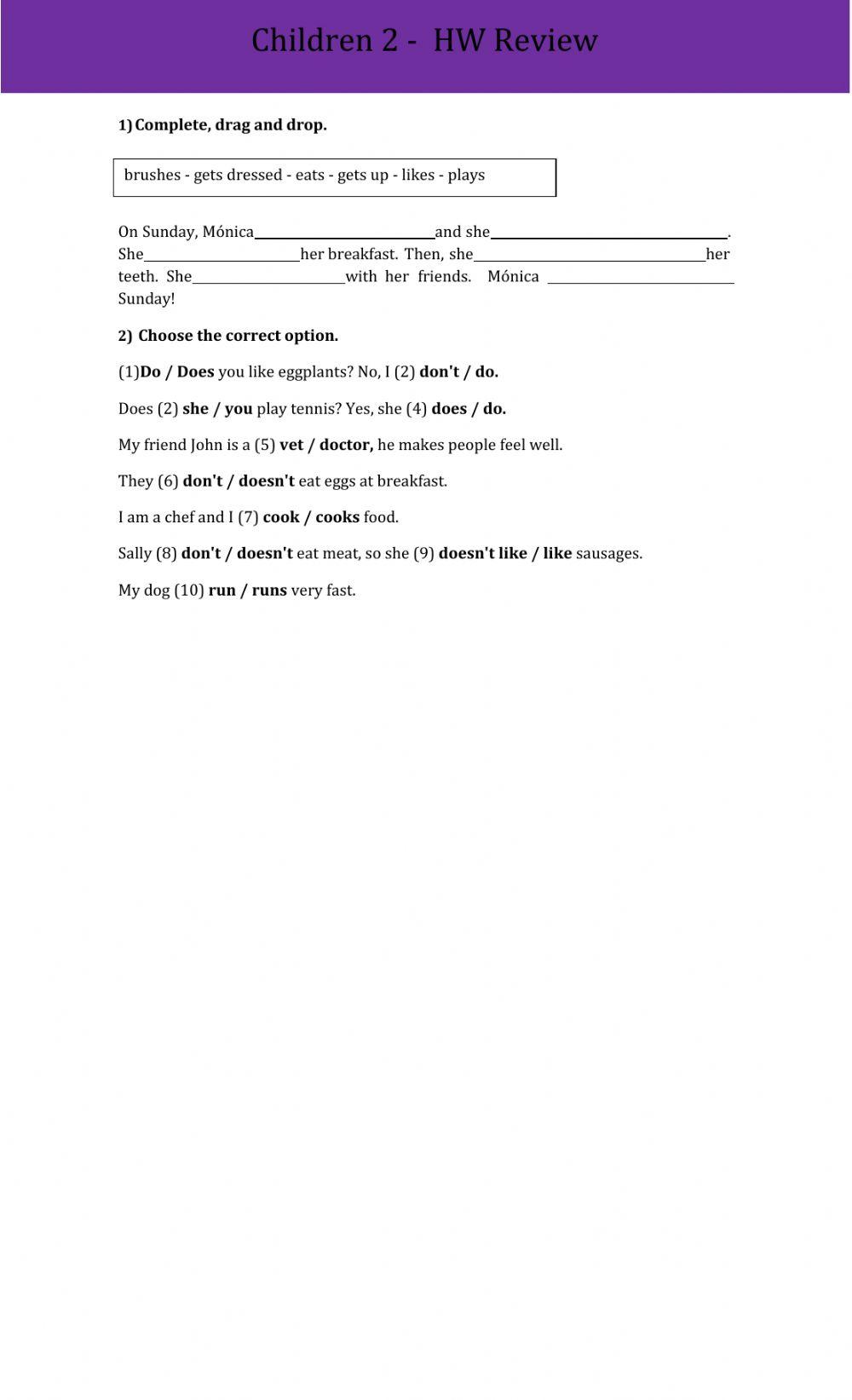 Daily routines review II worksheet | Live Worksheets