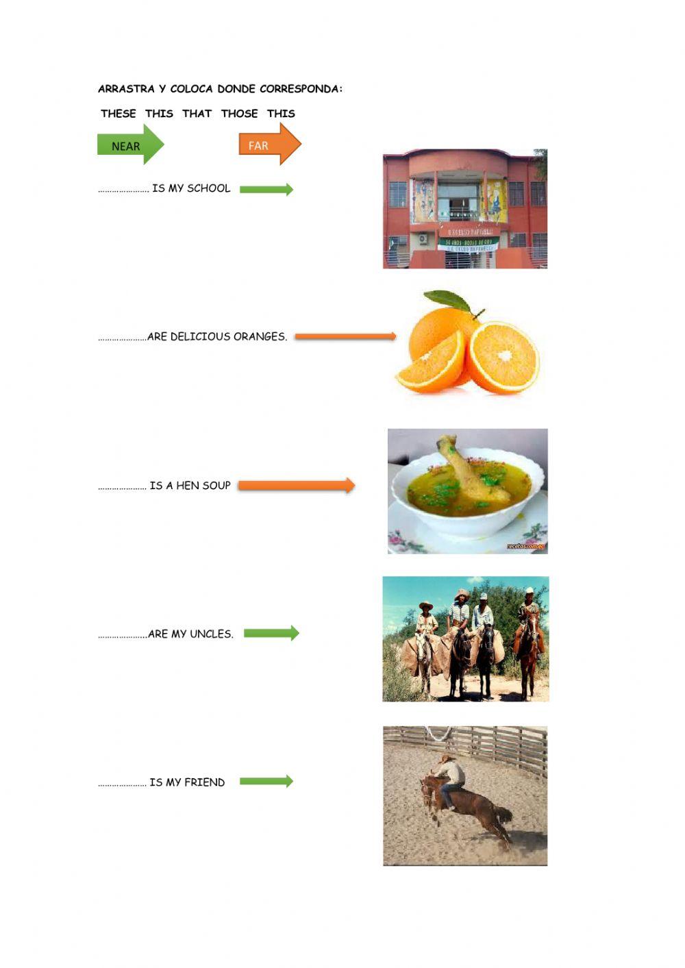 Práctica de adjetivos demostrativos