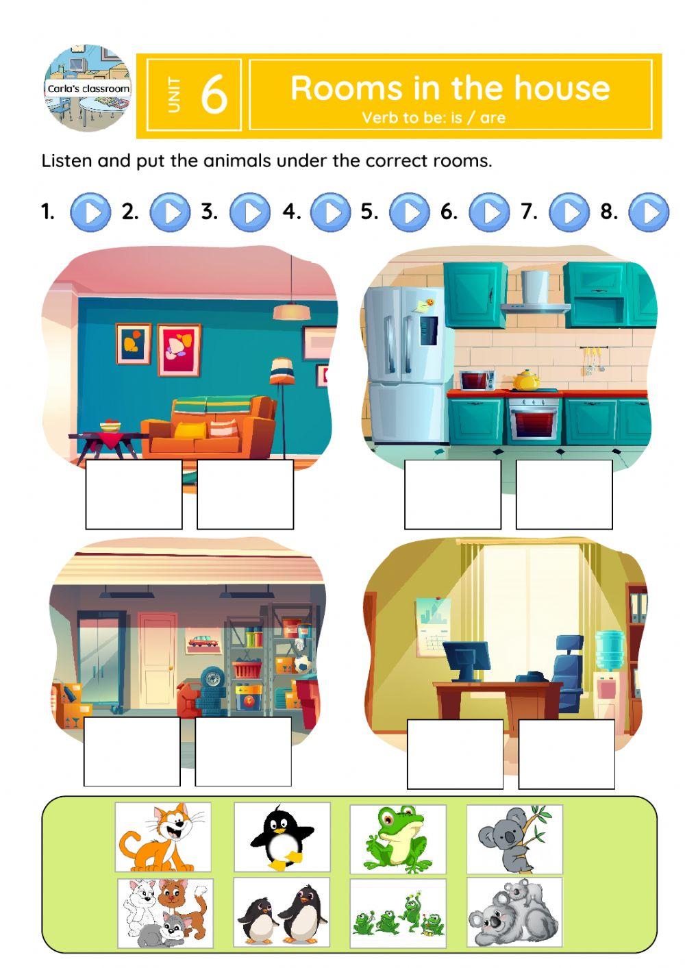 Rooms in the house (verb be: is-are)