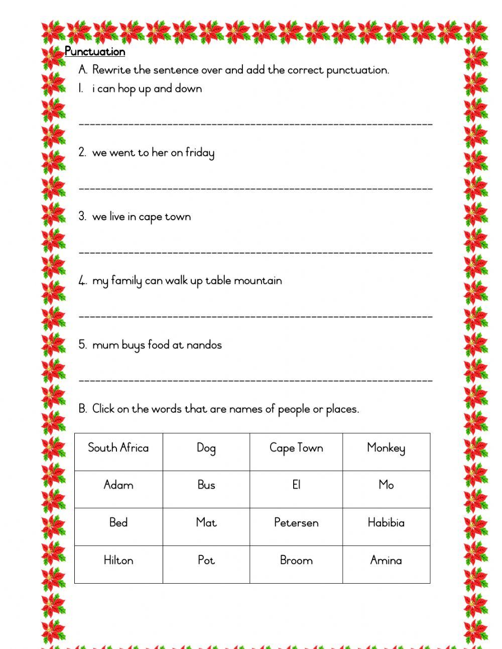 Punctuation (names of people and places)