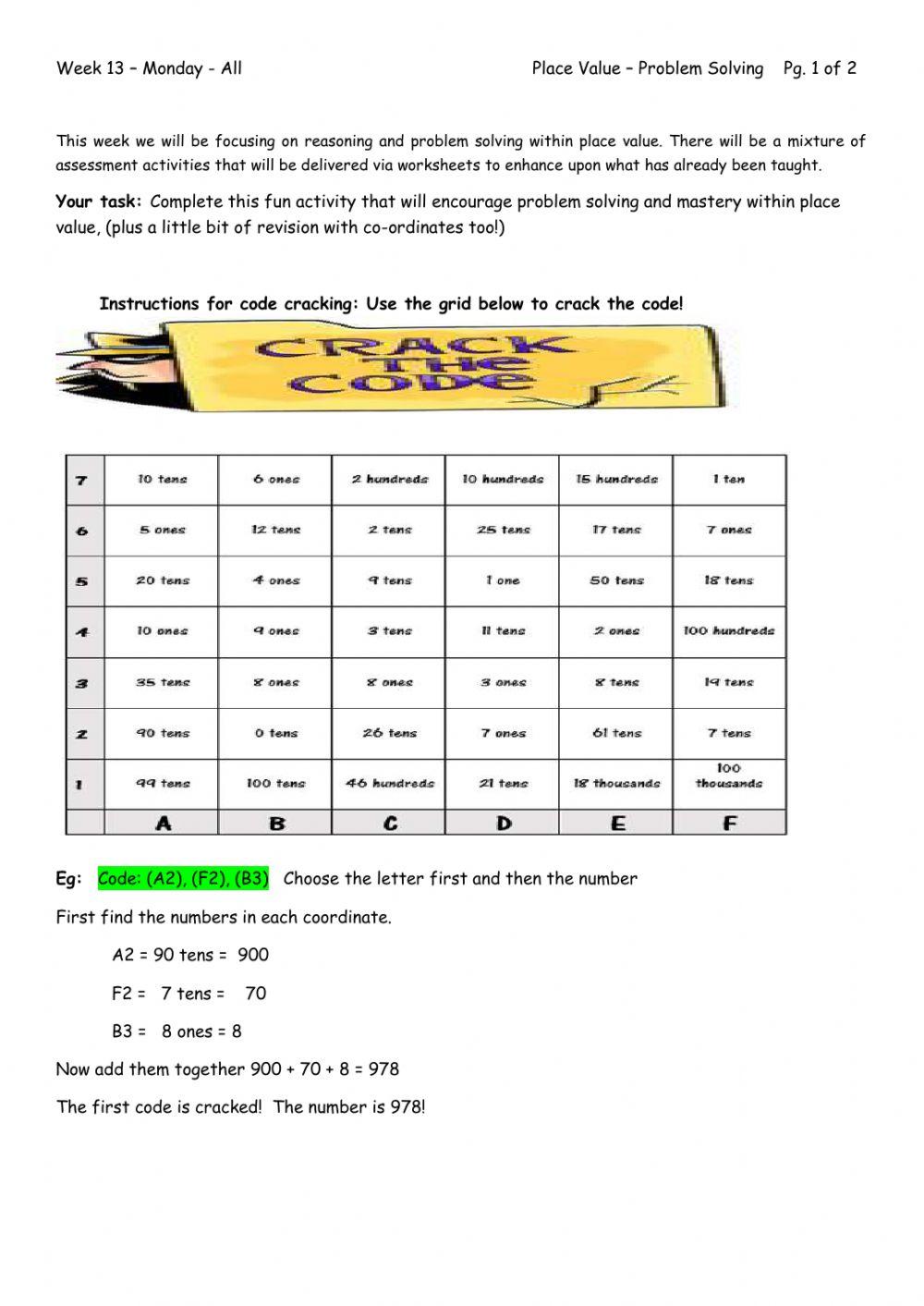 Week 13 - Monday - Place Value