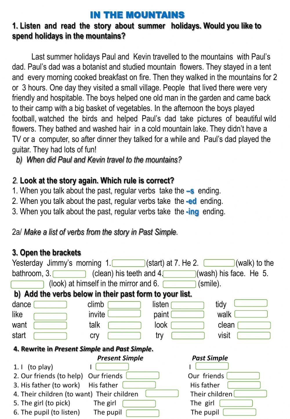 In the Mountains Form 5