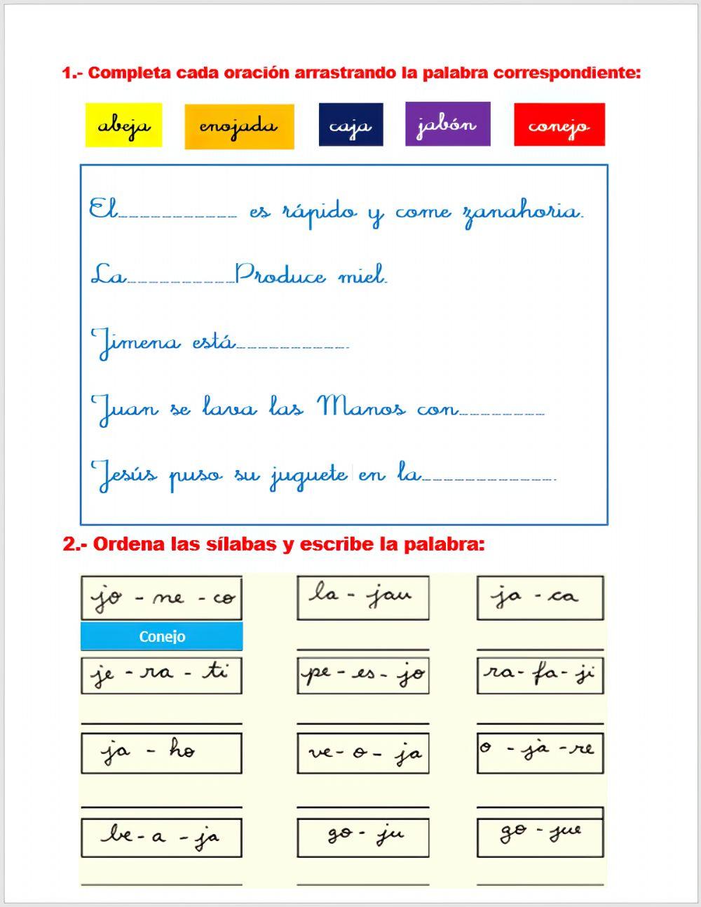 Practicando con la consonante J