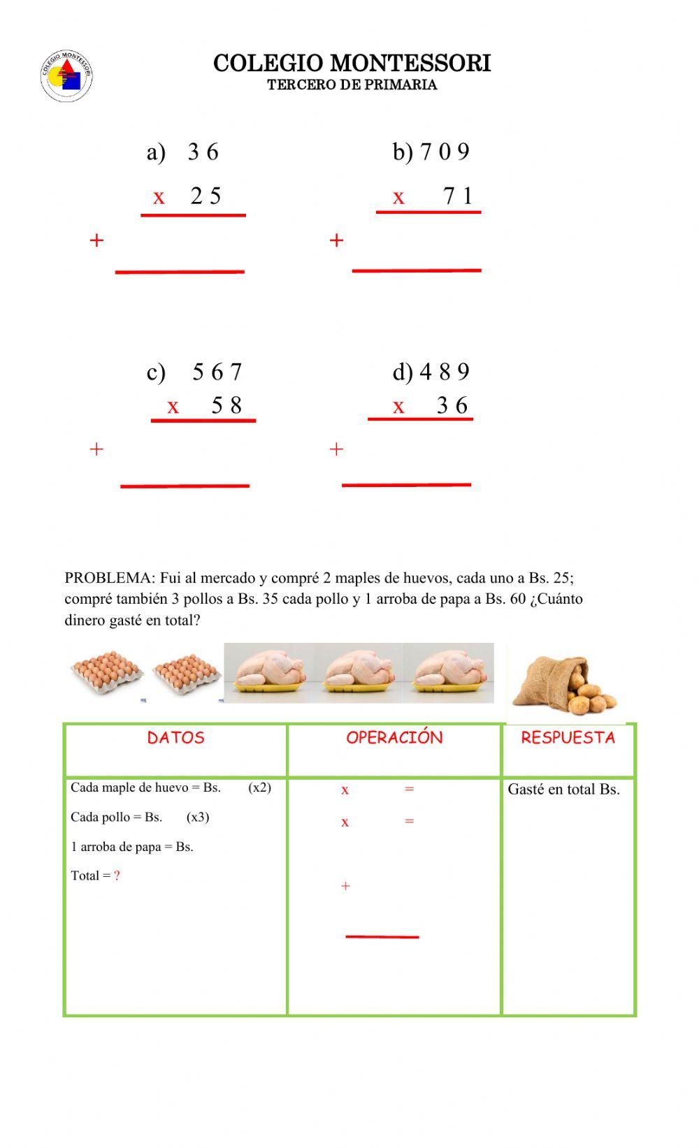 Multiplicación y problema