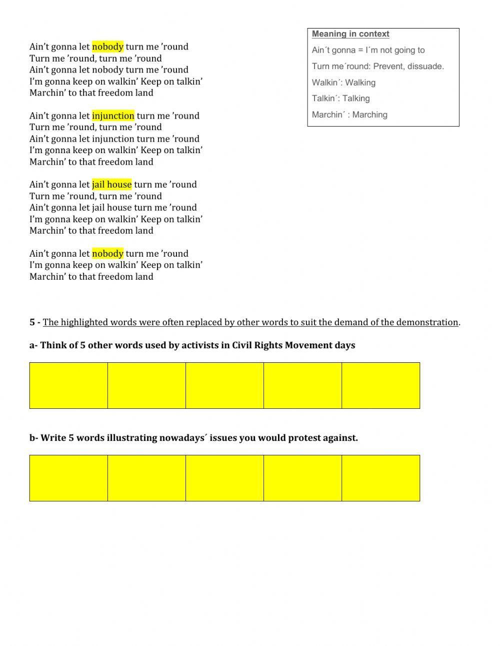 Civil Rights Movement songs