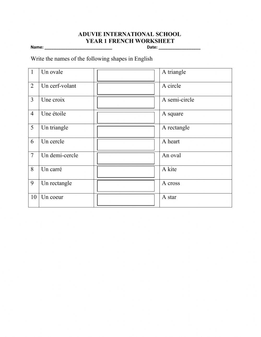 Les formes géométriques