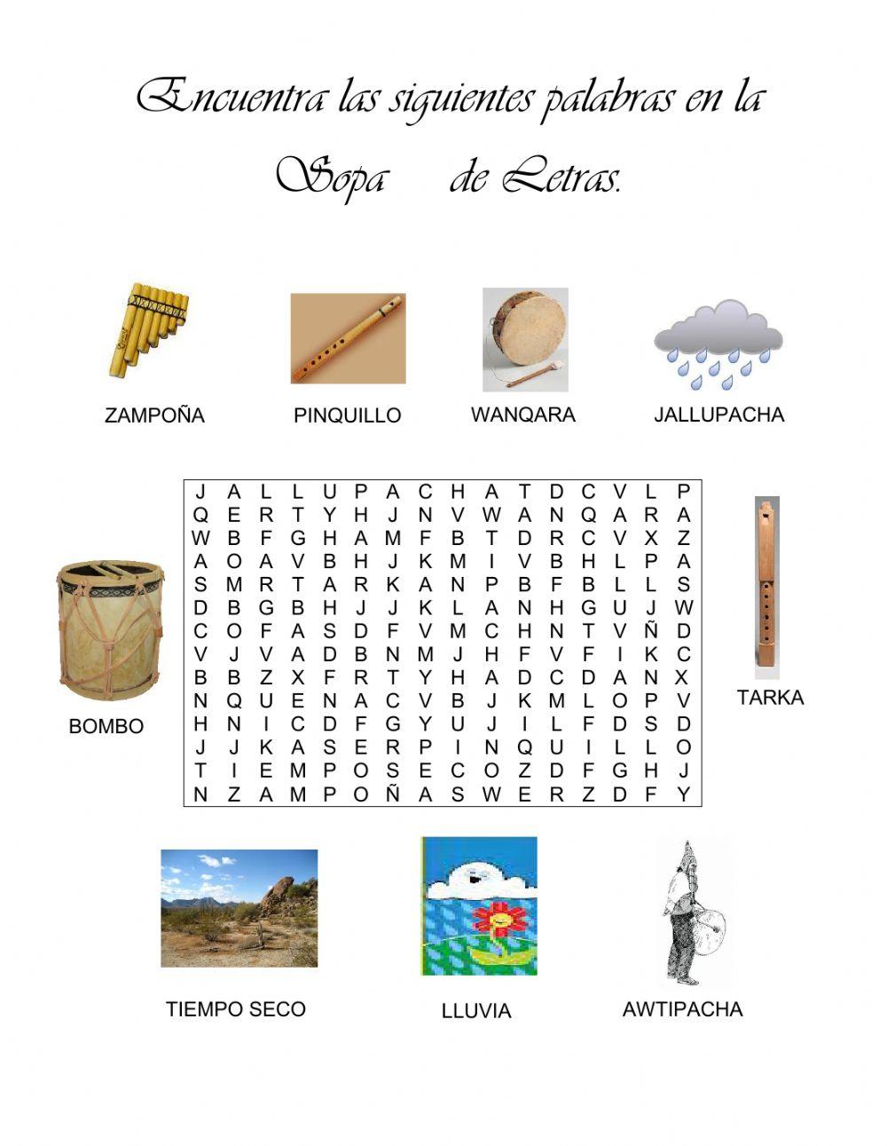 Sopa de letras música autoctona