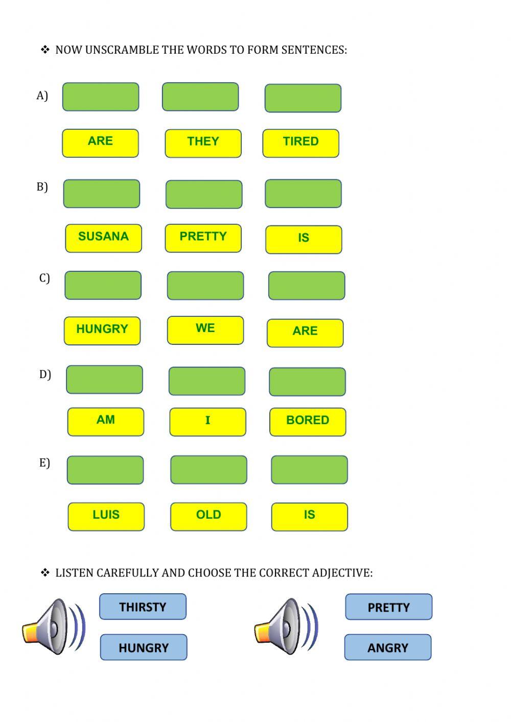 Practicing with adjectives