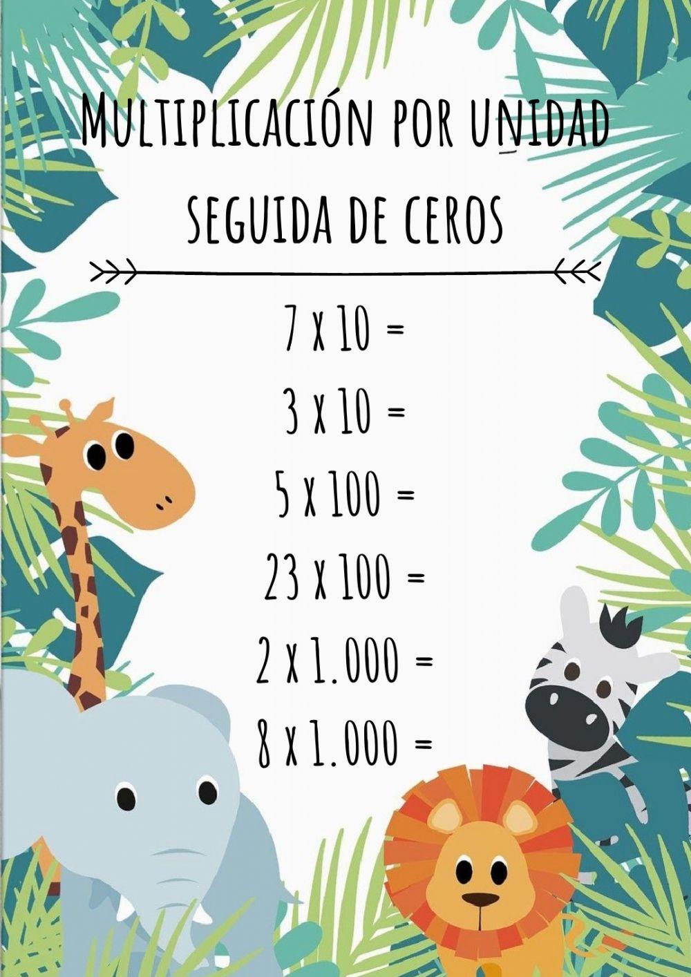 Multiplicación por unidad seguida de ceros