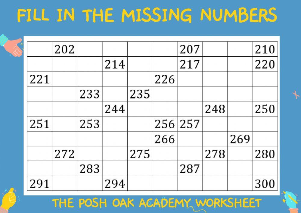 Fill in missing numbers (200-300) & Write Number in words (11-20)