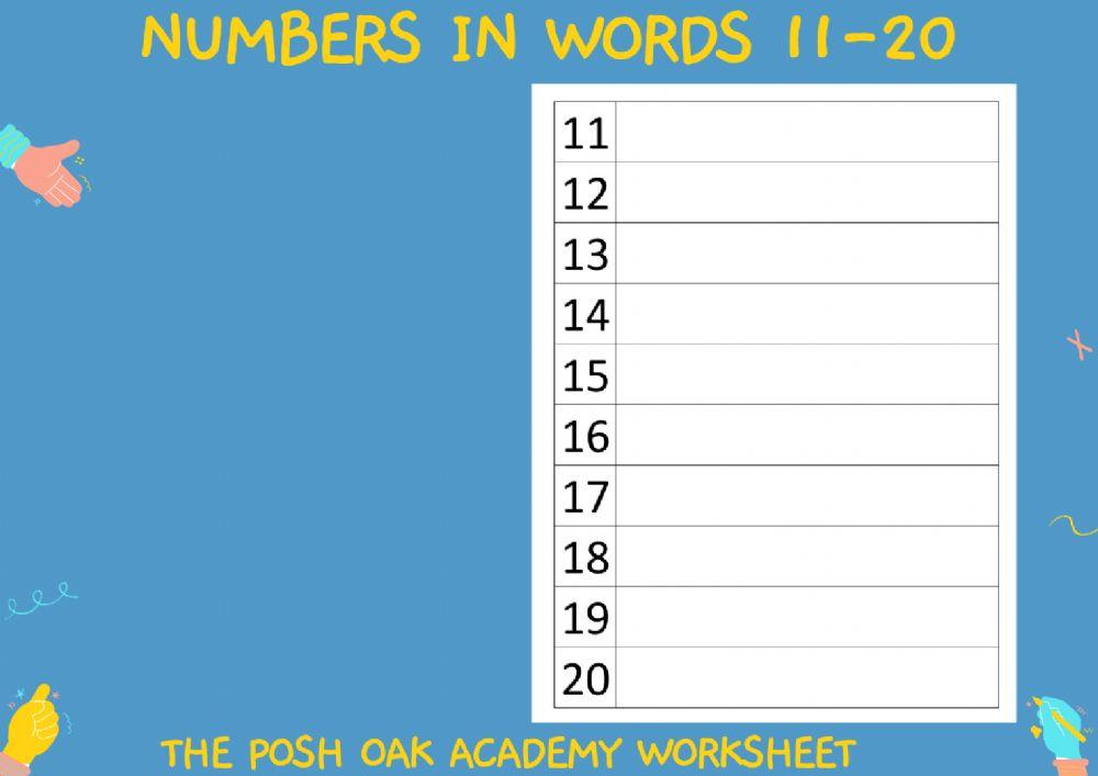 Fill in missing numbers (200-300) & Write Number in words (11-20)