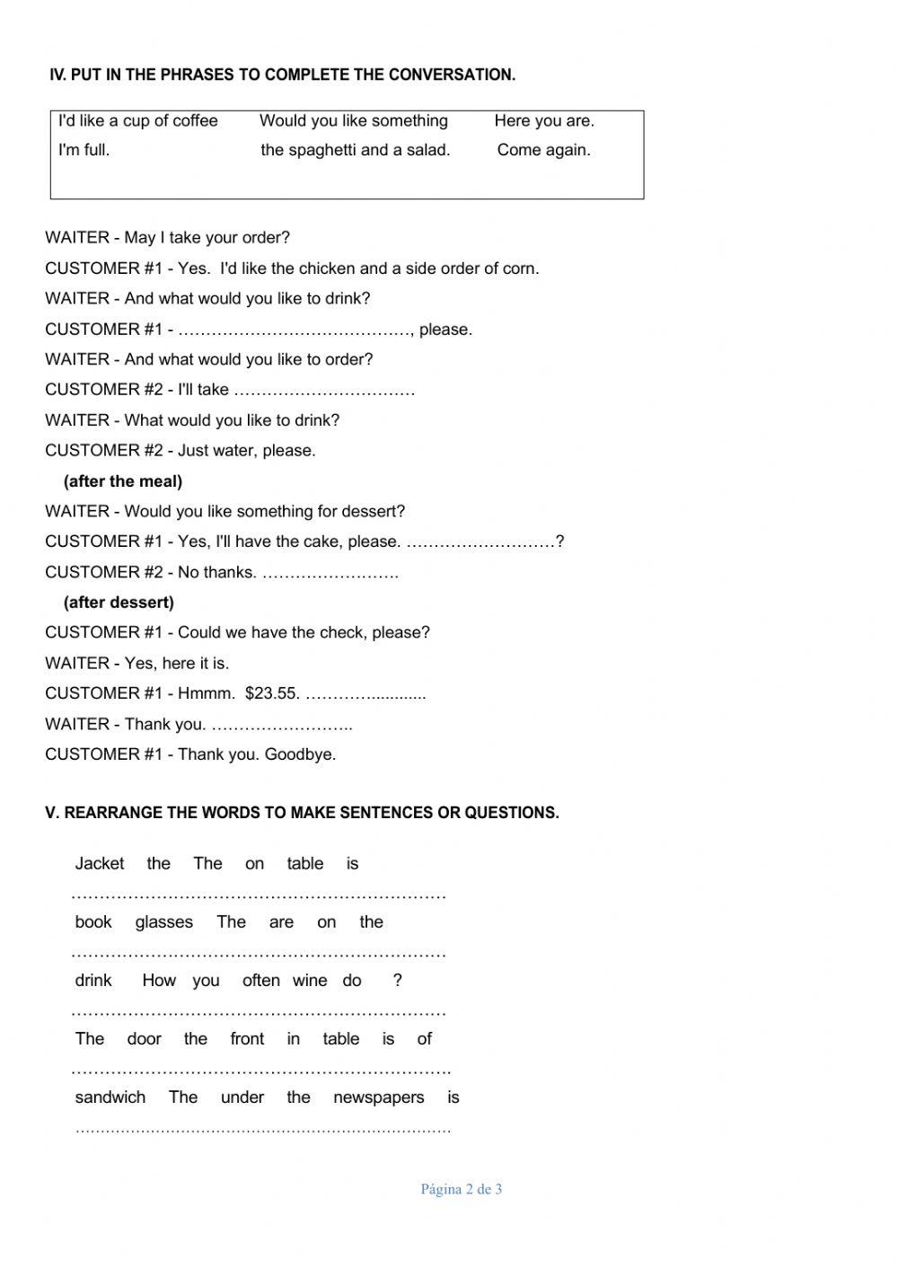 II Examen de Inglés A1 - Cycle I.