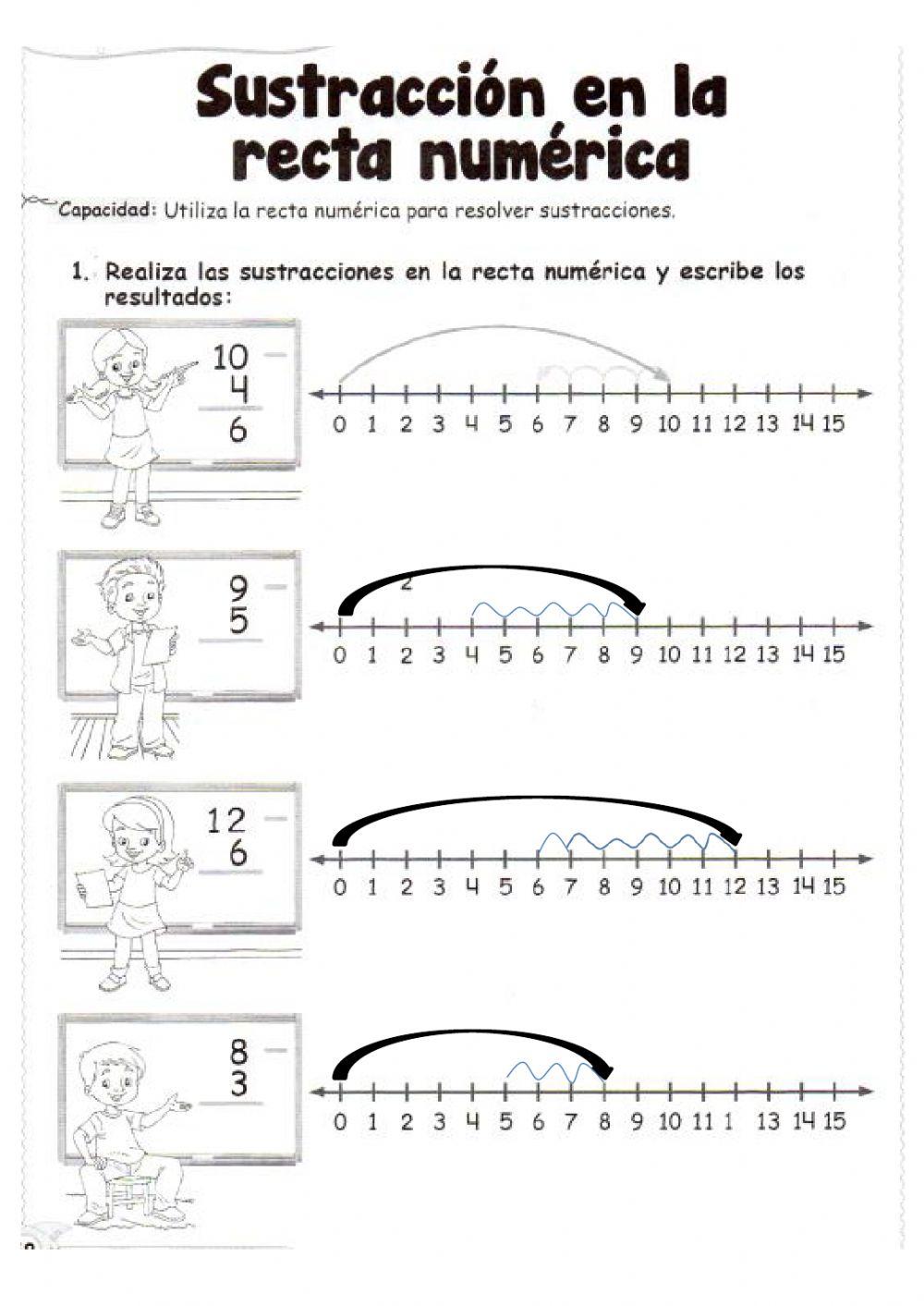 SUSTRACCIÓN  EN SEMIRRECTA NUMÉRICA