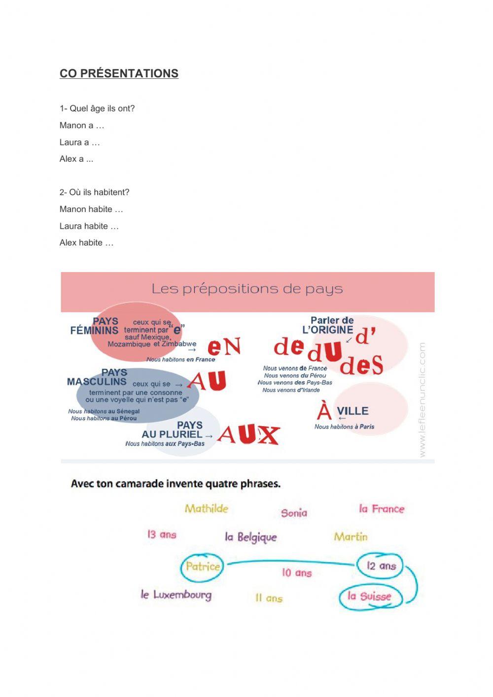 Compréhension orale âge et pays
