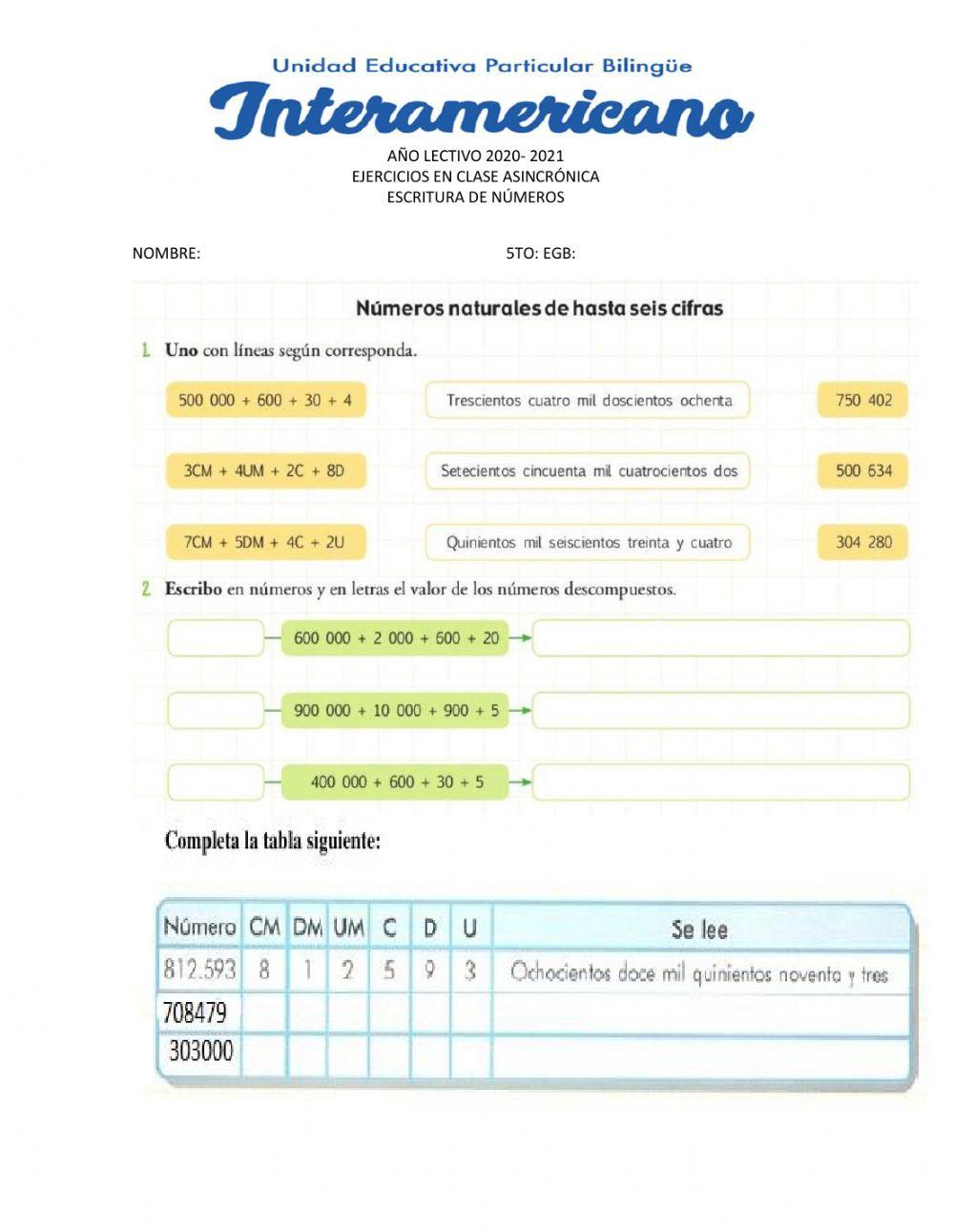 Escritura de números