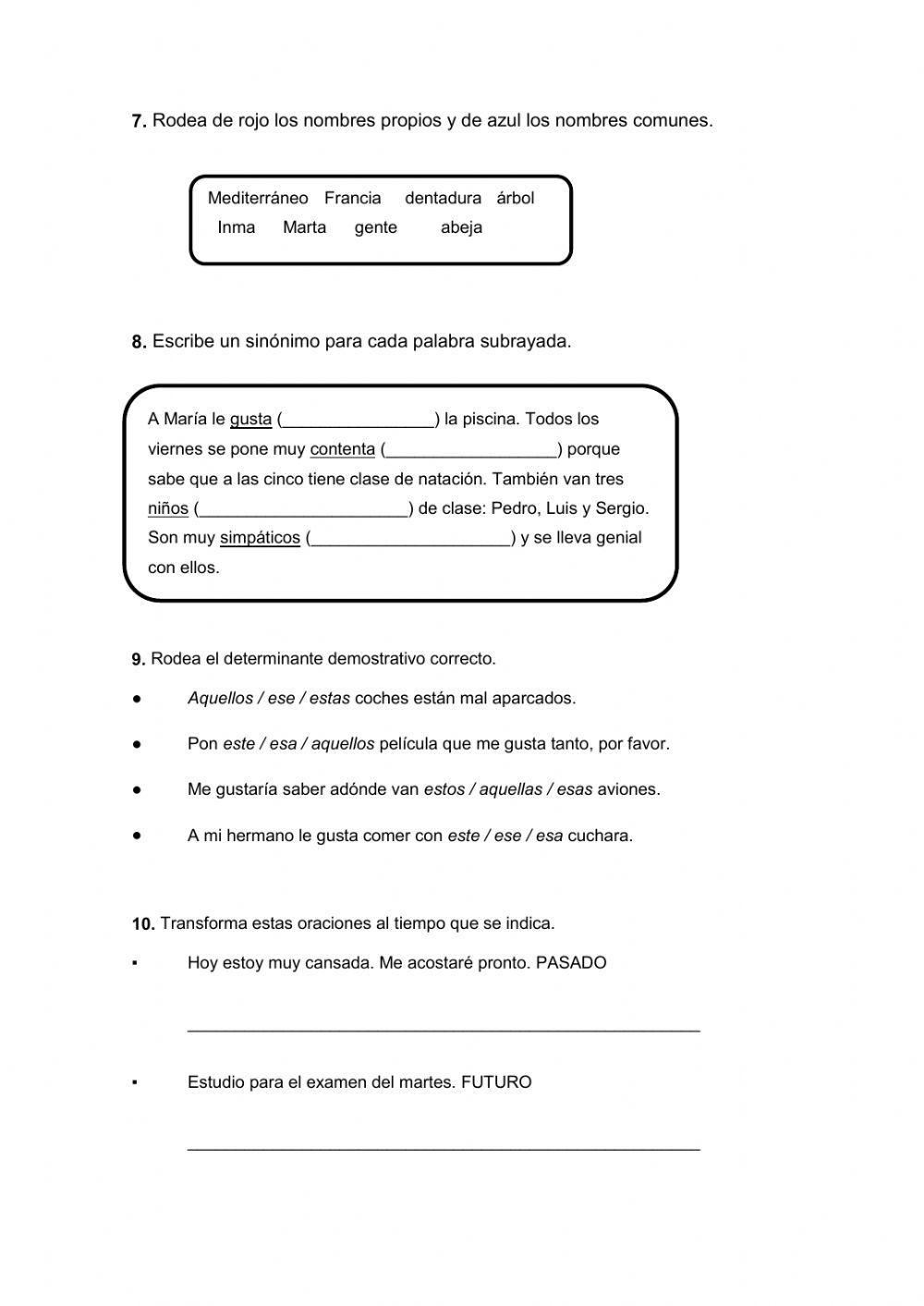 Evaluación Inicial Lengua 3º Primaria